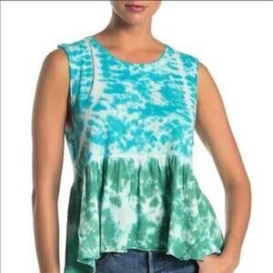 NWT Free People Blue and Green Tie-Dye Tank Top